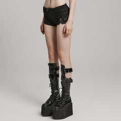 WK-616XDF Edgy Low Waist Lace-Up Gothic Punk Pants