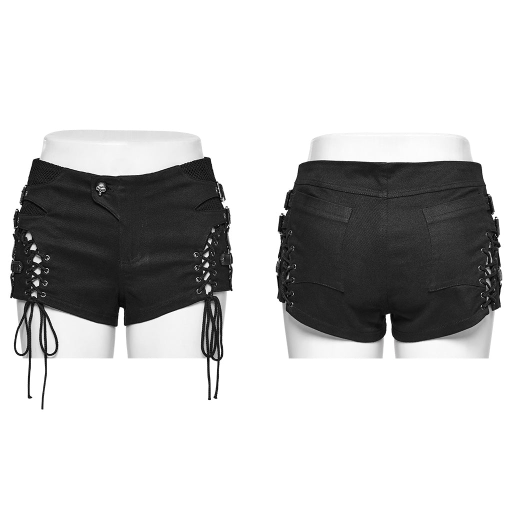 WK-616XDF Edgy Low Waist Lace-Up Gothic Punk Pants?-??Punk Rave Clothing