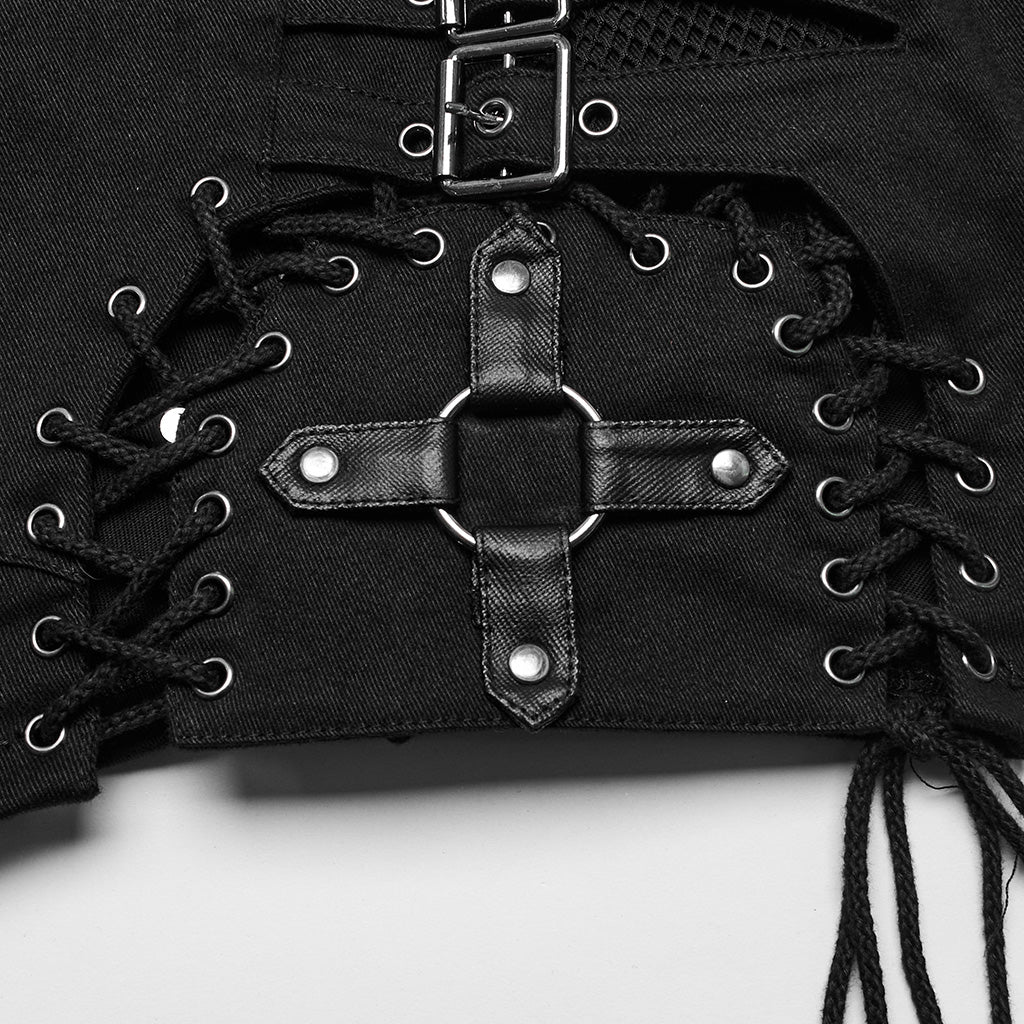 WK-616XDF Edgy Low Waist Lace-Up Gothic Punk Pants?-??Punk Rave Clothing