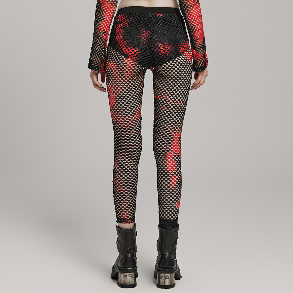 WK-617DDF Edgy Fishnet Punk Pants with Elastic Fit Design