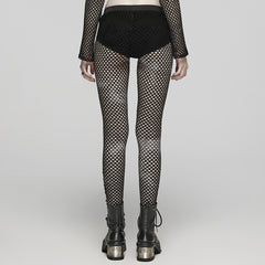 WK-617DDF Edgy Fishnet Punk Pants with Elastic Fit Design