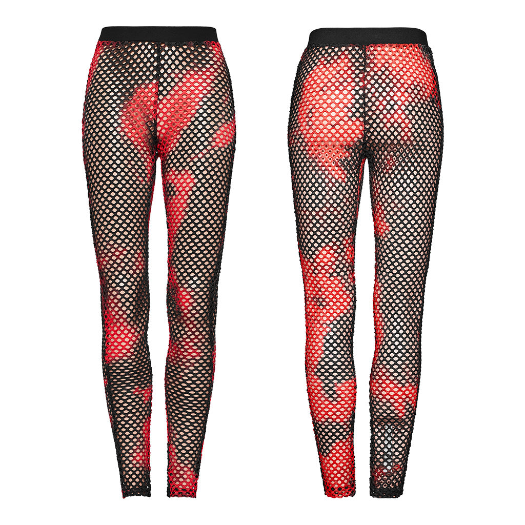 WK-617DDF Edgy Fishnet Punk Pants with Elastic Fit Design