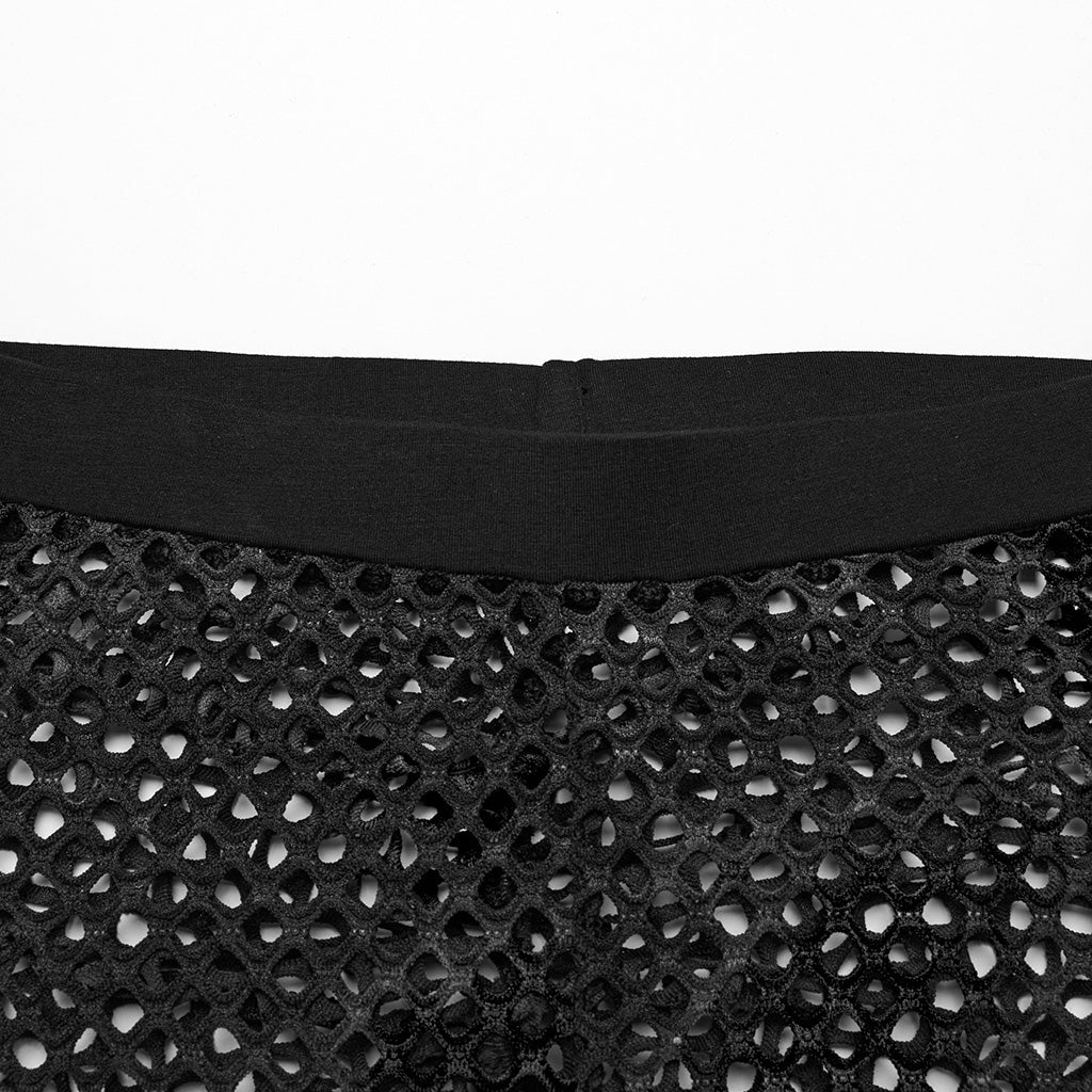 WK-617DDF Edgy Fishnet Punk Pants with Elastic Fit Design?-??Punk Rave Clothing