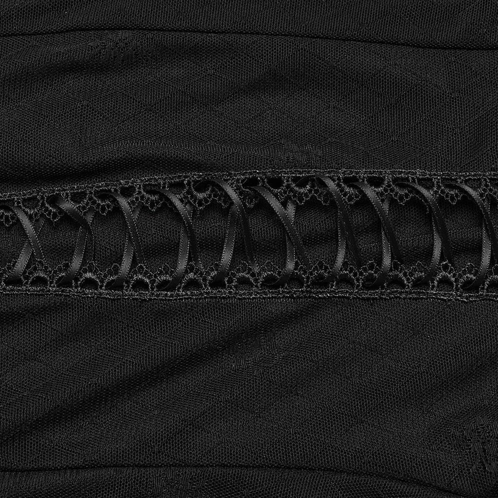 WK-620DDF Lace-Up black Mesh Gothic Pants With Faux Garter Detail?-??Punk Rave Clothing