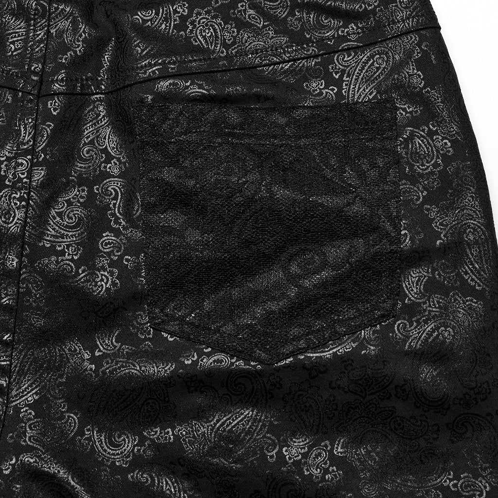 WK-622XCF Edgy Lace Mesh Gothic Pants with Intricate Side Details?-??Punk Rave Clothing