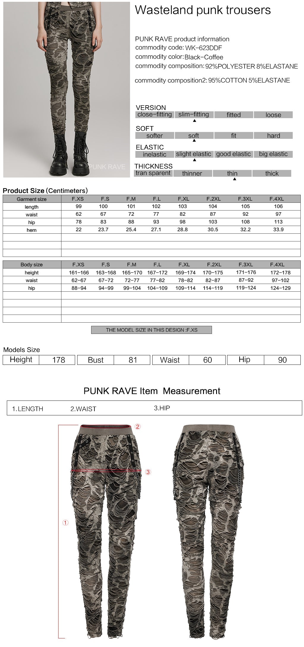 WK-623DDF Grunge Camouflage Punk Pants with Textured Layered Design?-??Punk Rave Clothing