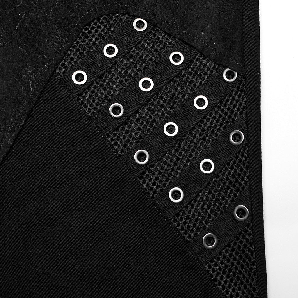 WK-629XCM Gothic Buckle Strap Punk Pants with Lace-Up Details?-??Punk Rave Clothing