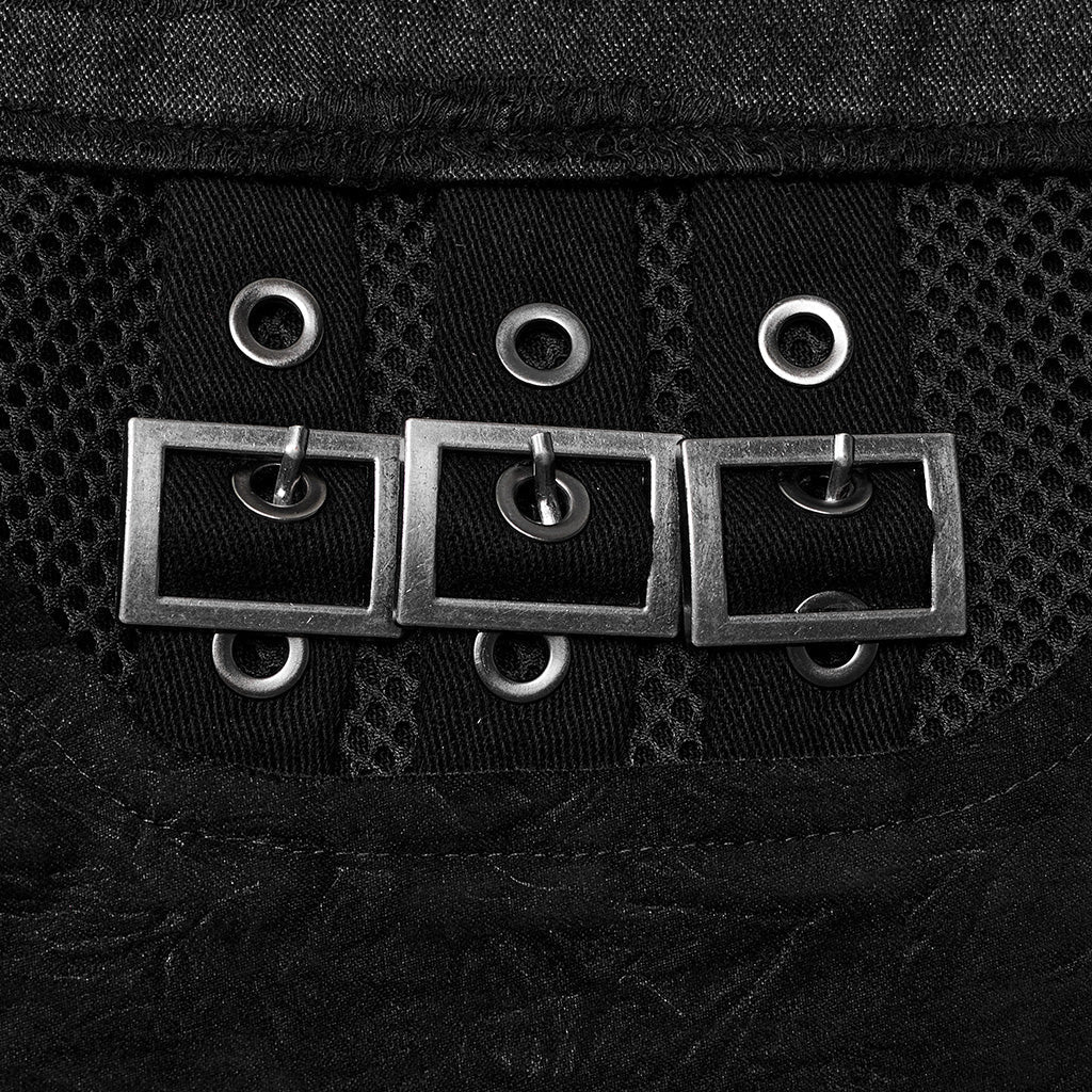 WK-629XCM Gothic Buckle Strap Punk Pants with Lace-Up Details?-??Punk Rave Clothing
