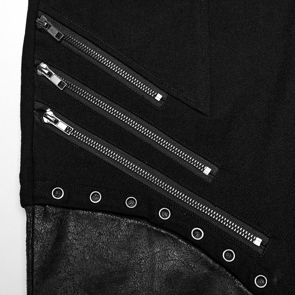 WK-630XCM Gothic black-Red Punk Pants with Lace-Up Rivet Details?-??Punk Rave Clothing