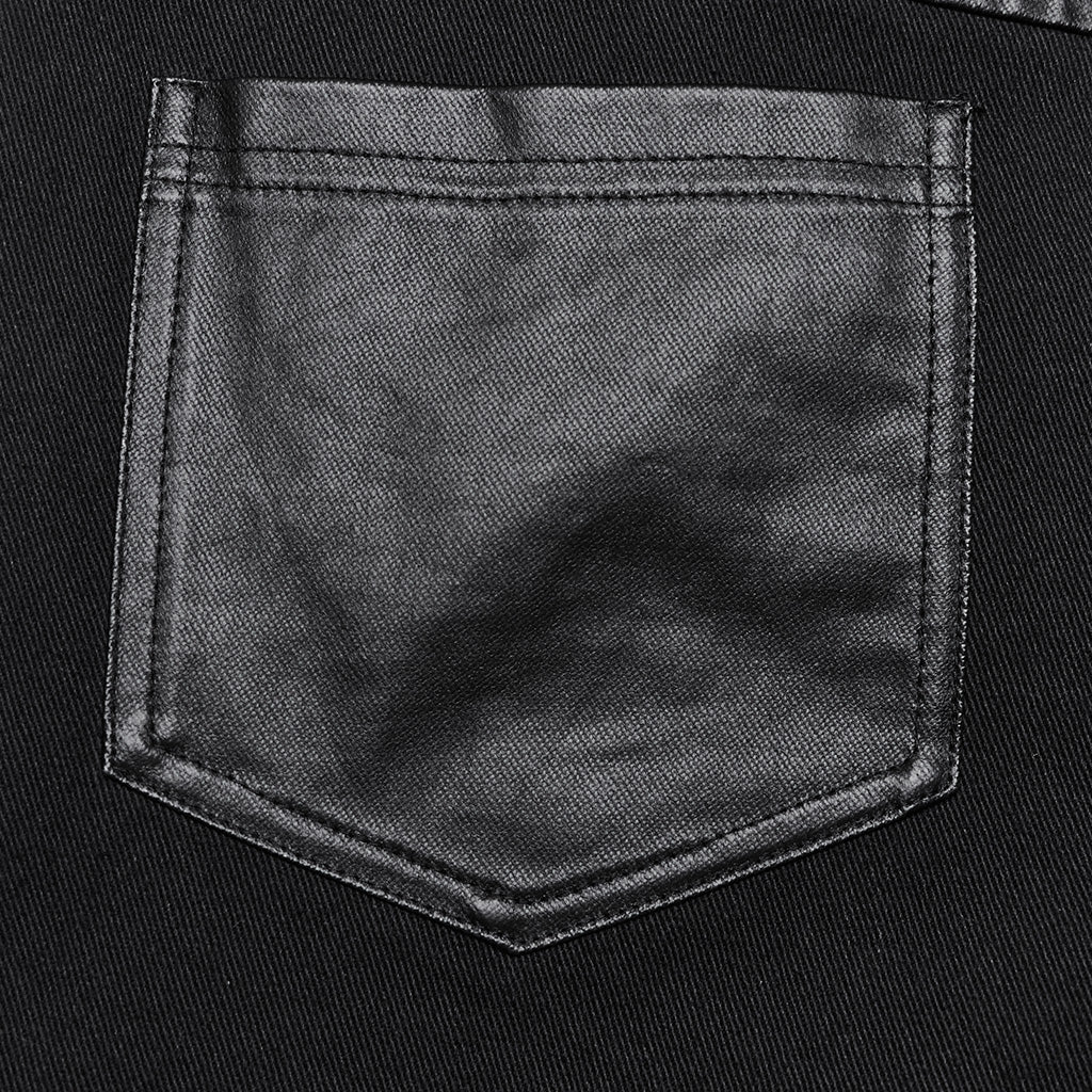 WK-650XCF Edgy Flare Punk Pants with Rivet Detailing and Leather Accents?-??Punk Rave Clothing
