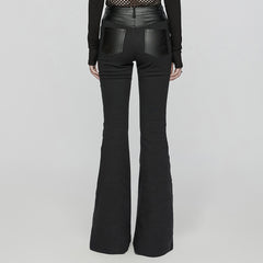 WK-650XCF Edgy Flare Punk Pants with Rivet Detailing and Leather Accents