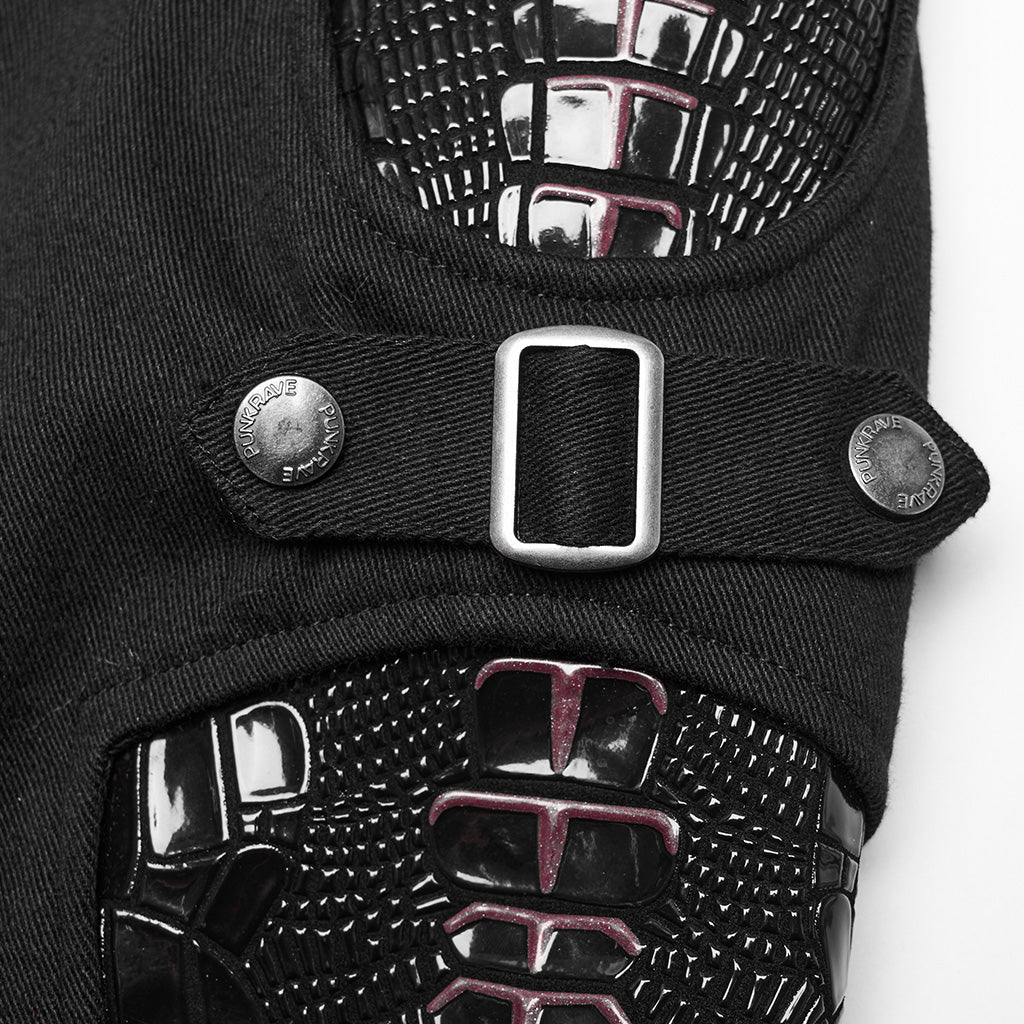 WK-654XCF Slim-Fit black Elastic Punk Pants with Buckle Details?-??Punk Rave Clothing