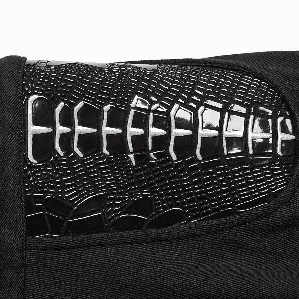 WK-654XCF Slim-Fit black Elastic Punk Pants with Buckle Details?-??Punk Rave Clothing