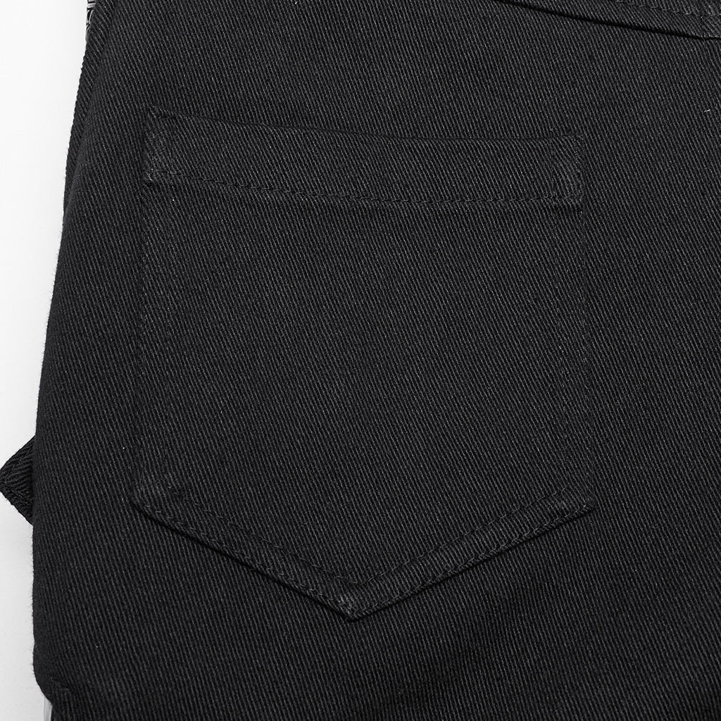 WK-654XCF Slim-Fit black Elastic Punk Pants with Buckle Details?-??Punk Rave Clothing