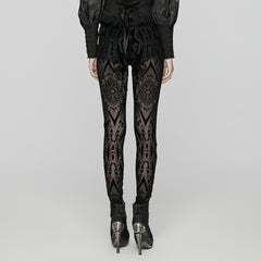 WK-655DDF Gothic Lace Pattern Slim-Fit black Leggings