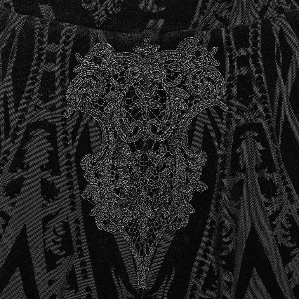 WK-655DDF Gothic Lace Pattern Slim-Fit black Leggings?-??Punk Rave Clothing