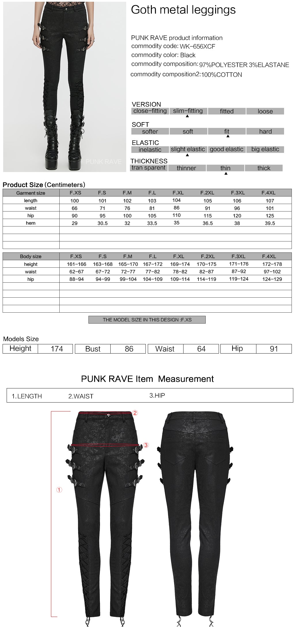 WK-656XCF Edgy Buckle Strap Gothic Punk Pants High Waist Design?-??Punk Rave Clothing