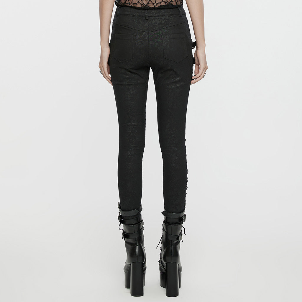 WK-656XCF Edgy Buckle Strap Gothic Punk Pants High Waist Design