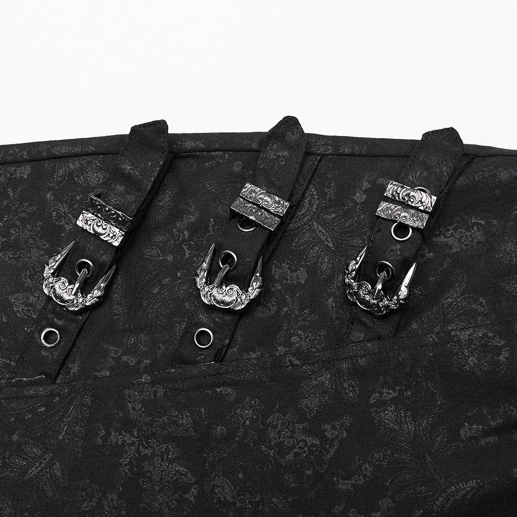WK-656XCF Edgy Buckle Strap Gothic Punk Pants High Waist Design?-??Punk Rave Clothing