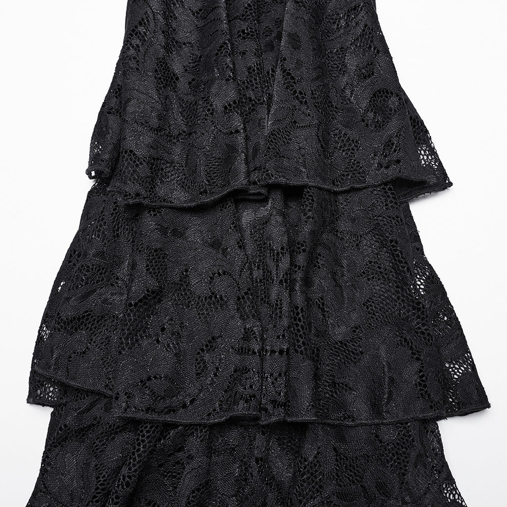 WK-657NCF Vintage Lace Gothic Flare Pants With Corset Detail?-??Punk Rave Clothing