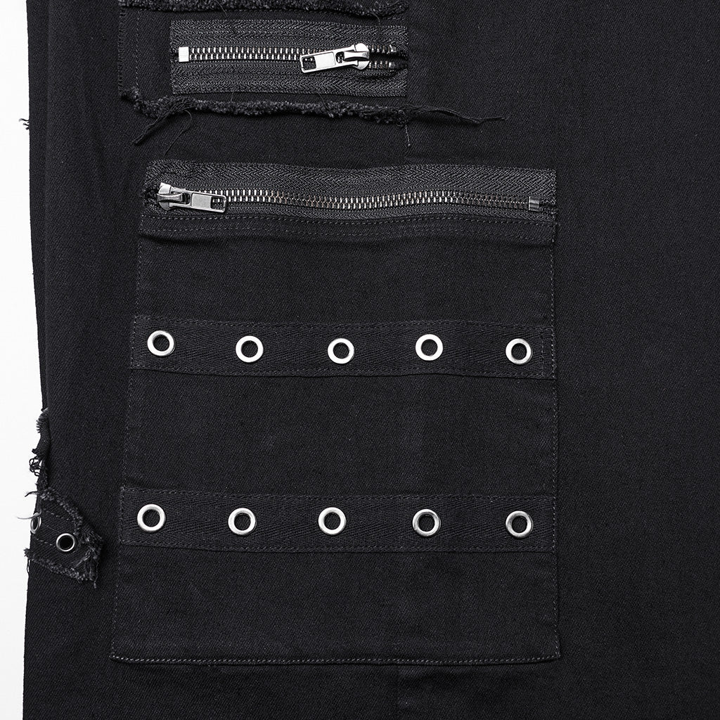 WK-658NCF Gothic Punk Pants Cross Patch Straight black Aesthetic Design?-??Punk Rave Clothing