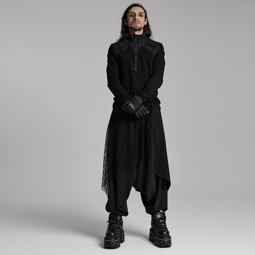 WK-662XCM Gothic Drop Crotch Mesh Layered Punk Pants?-??Punk Rave Clothing