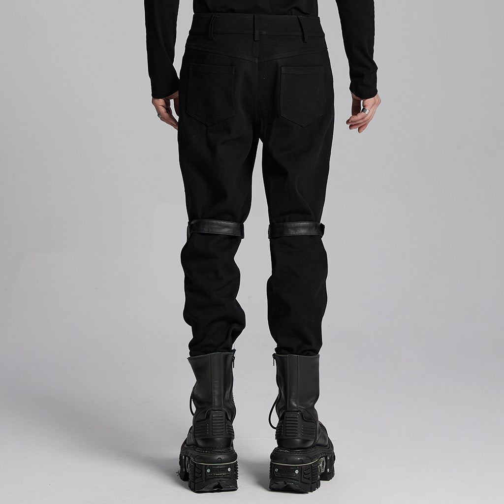 WK-664XCM Edgy Punk Pants with Straps and Buckles Design