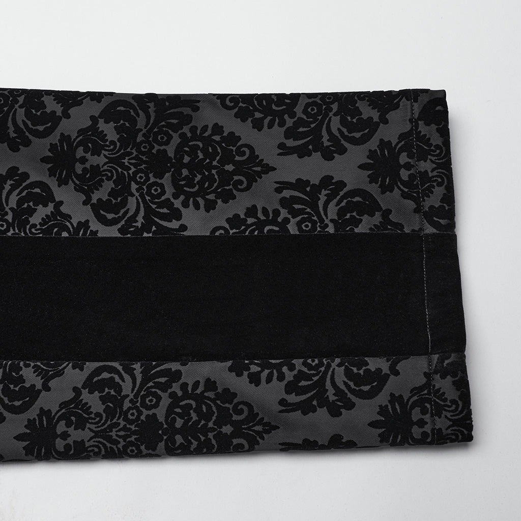 WK-673XCM Gothic Pants Velvet Damask Print Retro Embellished Trim Design