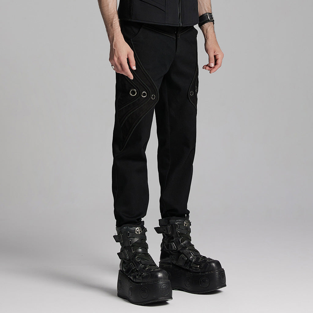 WK-674XCM Steampunk Goth Eyelet Accent Slim-Fit Punk Pants?-??Punk Rave Clothing