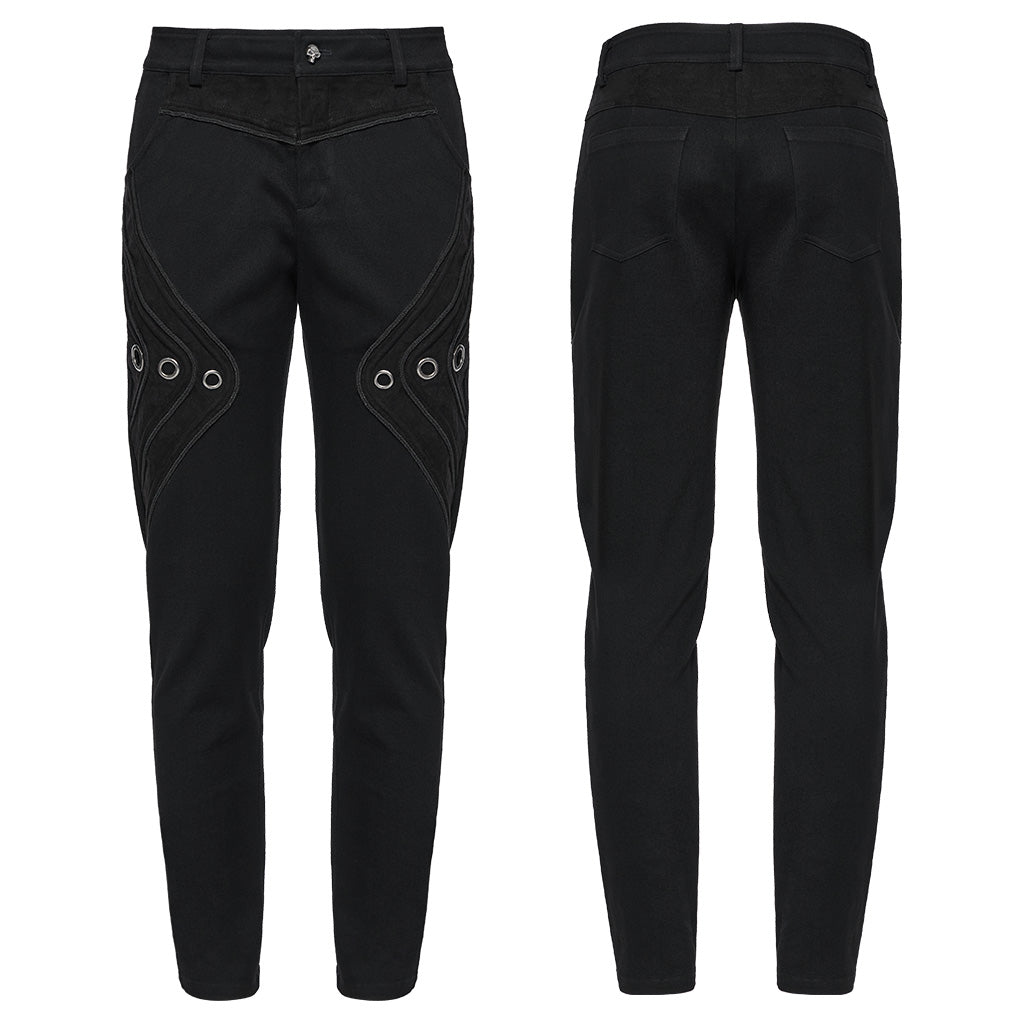 WK-674XCM Steampunk Goth Eyelet Accent Slim-Fit Punk Pants?-??Punk Rave Clothing