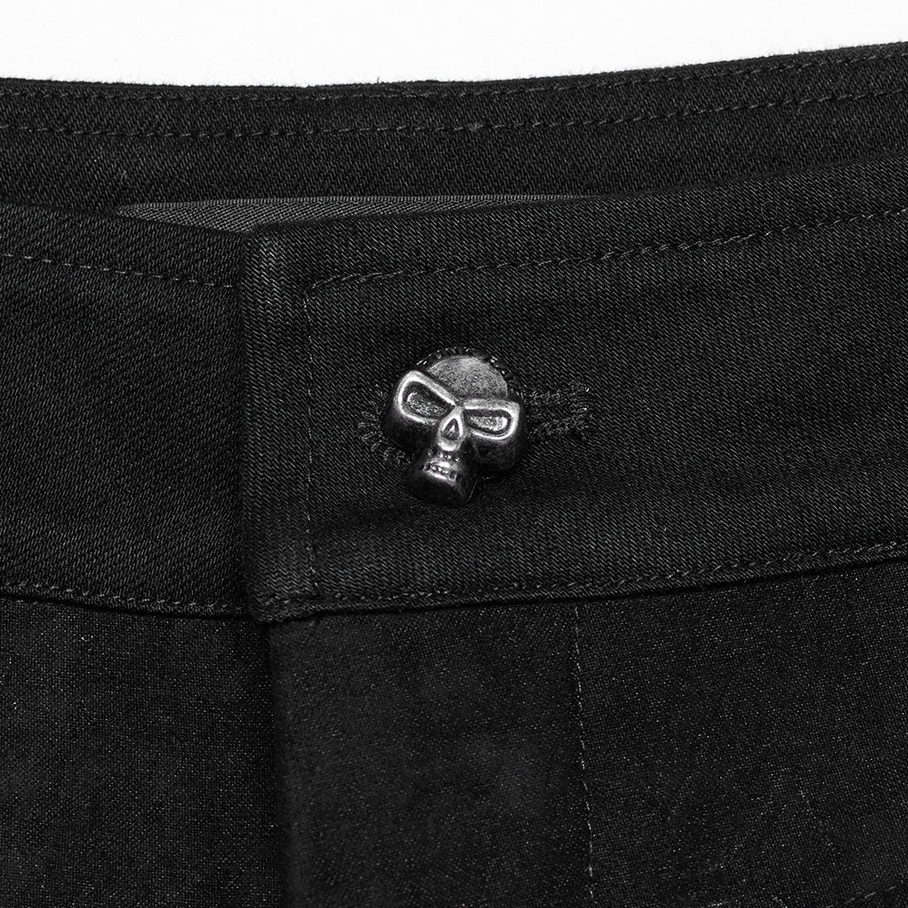WK-674XCM Steampunk Goth Eyelet Accent Slim-Fit Punk Pants?-??Punk Rave Clothing