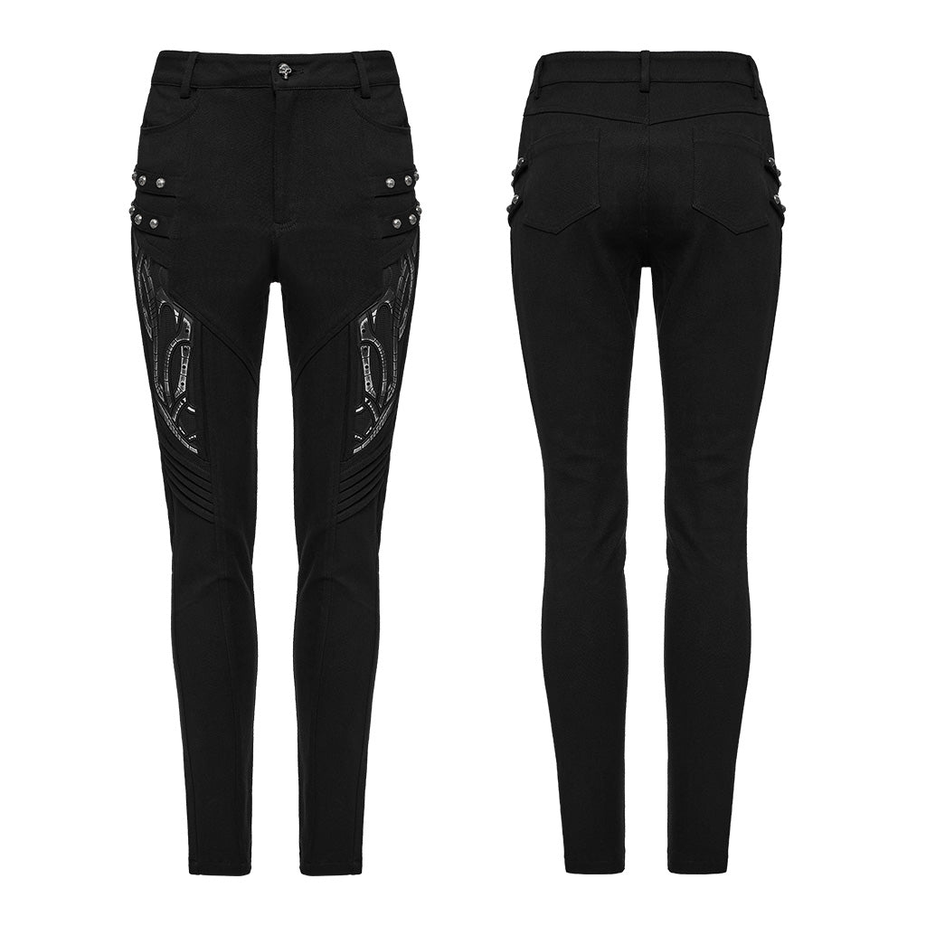 WK-693NCF Edgy Punk Pants Studded High Waist Skinny Design