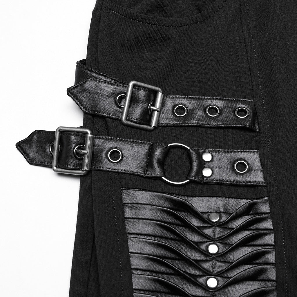 WK-695DDF Gothic Punk Pants with Zipper and Buckle Details