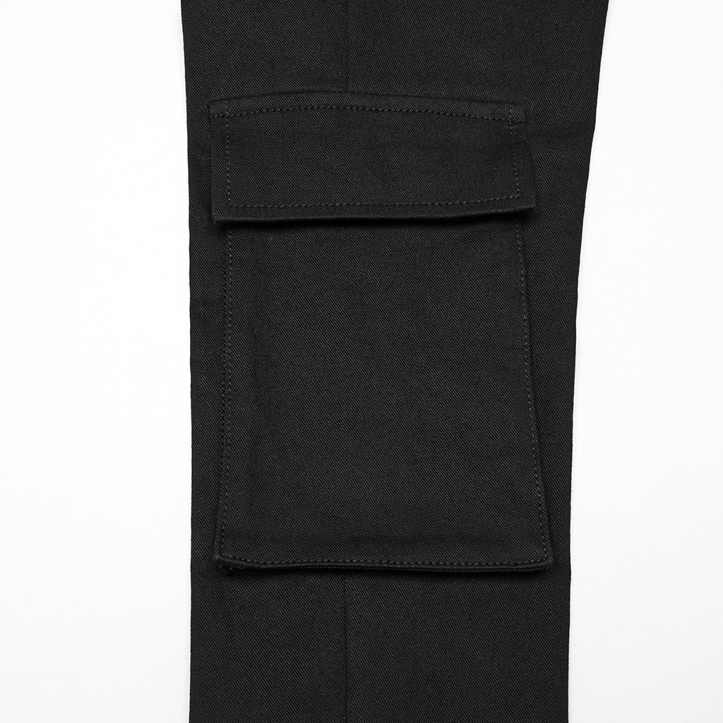 WK-703NCF Gothic Lace-Up Punk Pants with Ribbed Panel Accents