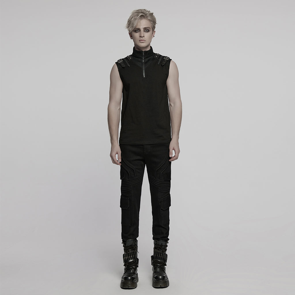 WK-706NCM Mens Distressed Cargo Punk Pants with Tactical Style Pockets