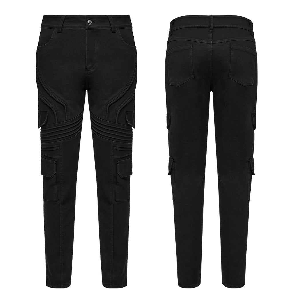 WK-706NCM Mens Distressed Cargo Punk Pants with Tactical Style Pockets