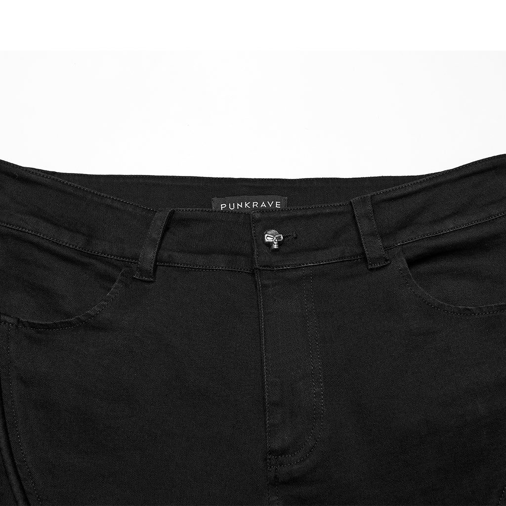 WK-706NCM Mens Distressed Cargo Punk Pants with Tactical Style Pockets