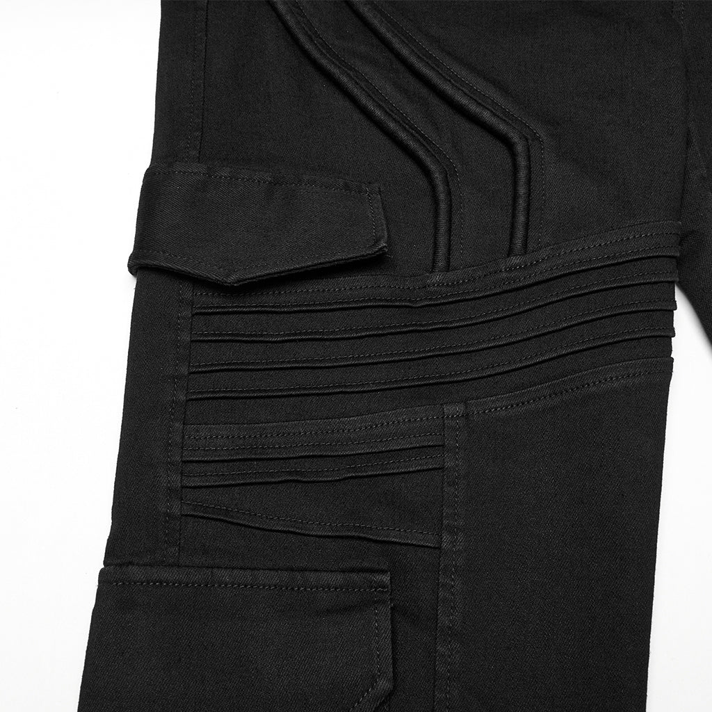 WK-706NCM Mens Distressed Cargo Punk Pants with Tactical Style Pockets