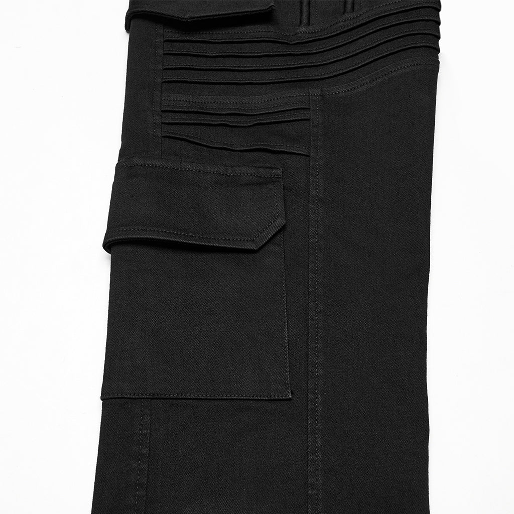 WK-706NCM Mens Distressed Cargo Punk Pants with Tactical Style Pockets