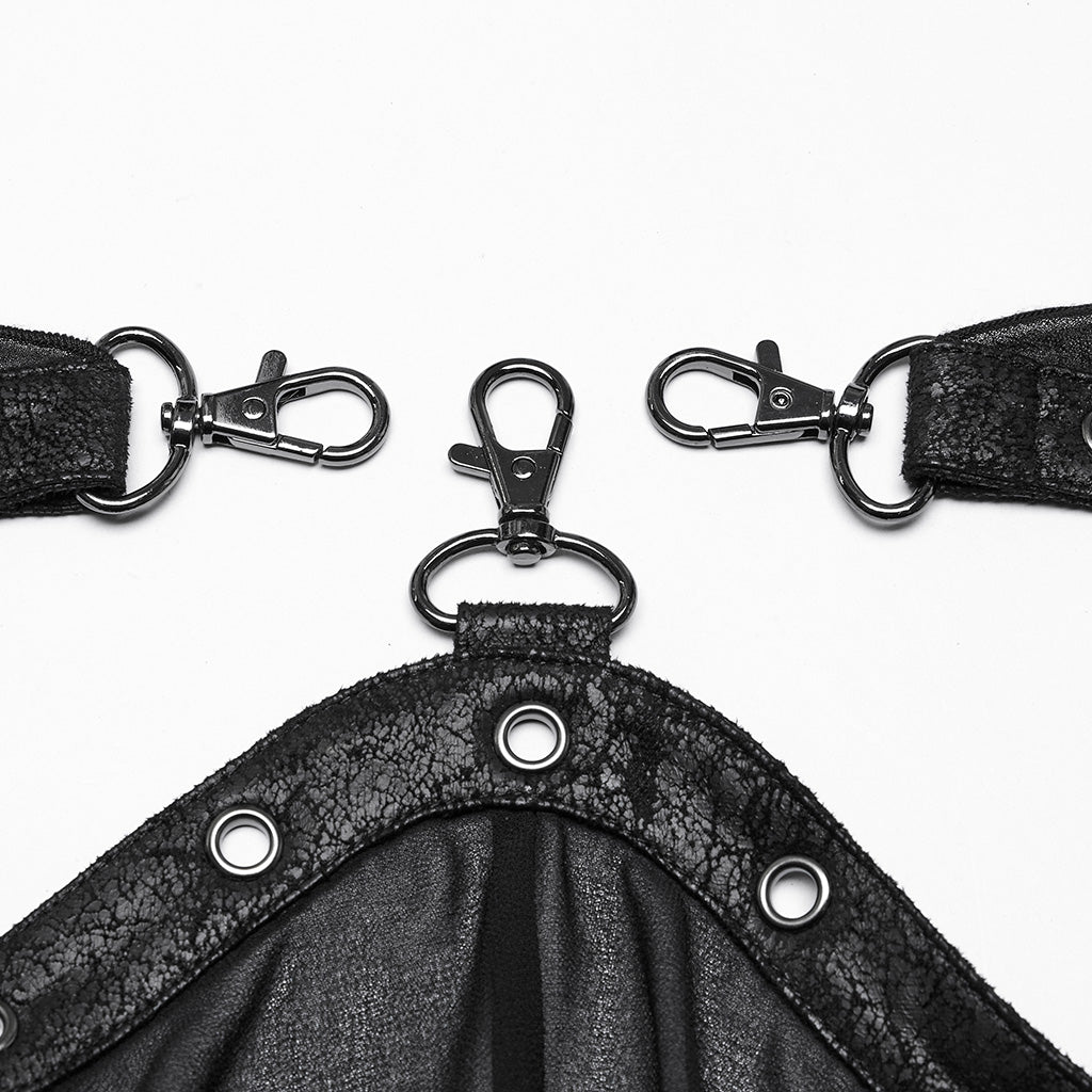WK-710XDF Gothic Asymmetrical Punk Skirt with Sheer Overlay and Studded Details