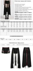 WK-710XDF Gothic Asymmetrical Punk Skirt with Sheer Overlay and Studded Details