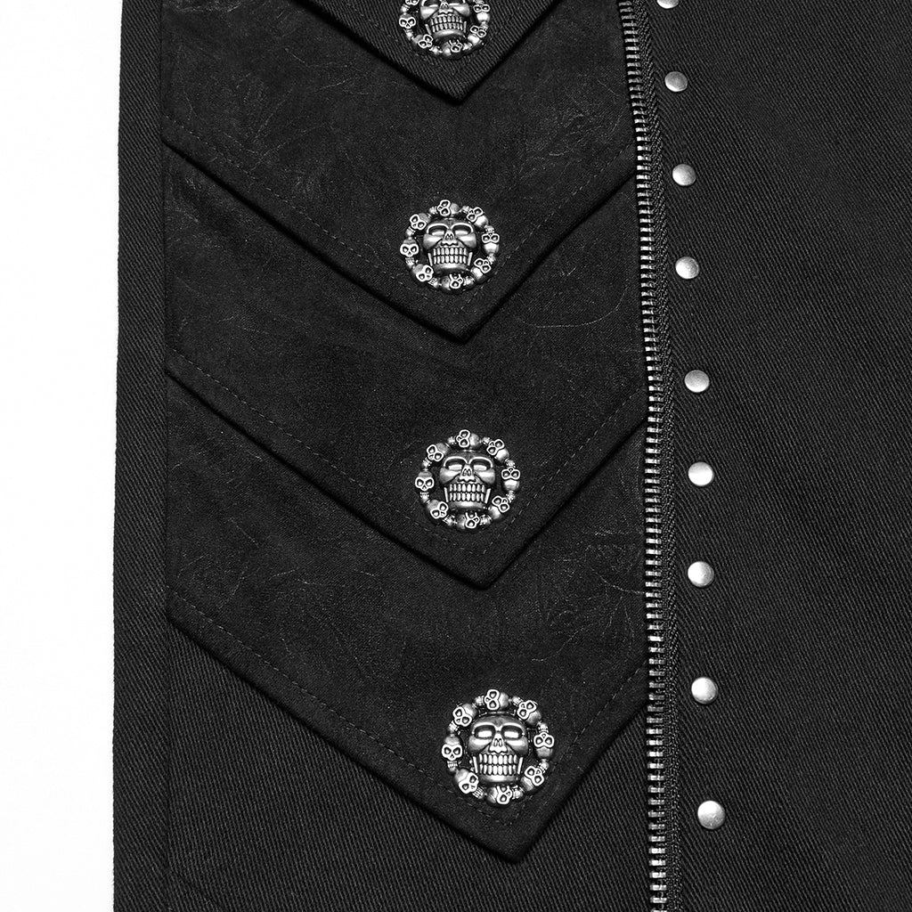 WK-715XCM Edgy Zippered Buckle Accent Punk Pants with Rivet Details