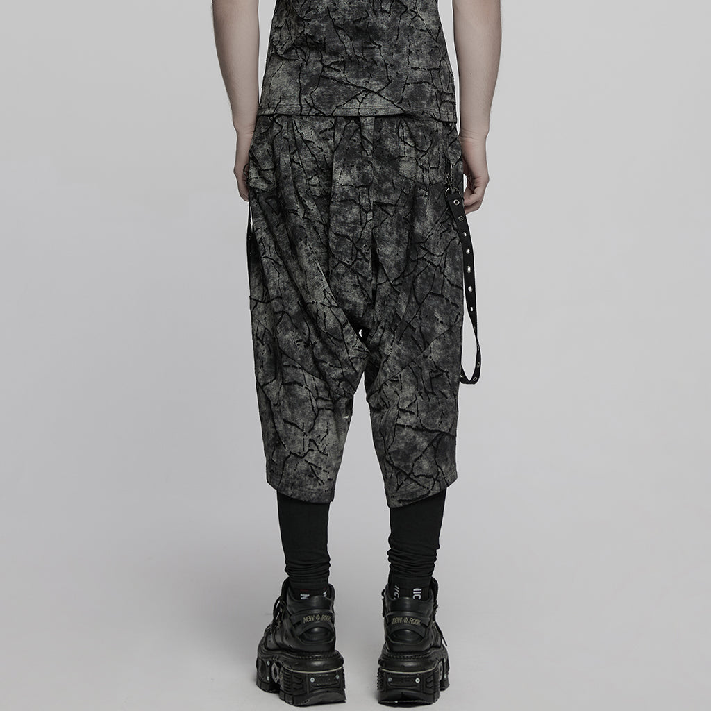 WK-716DQM Gothic Street Style Black Punk Pants with Chain Details
