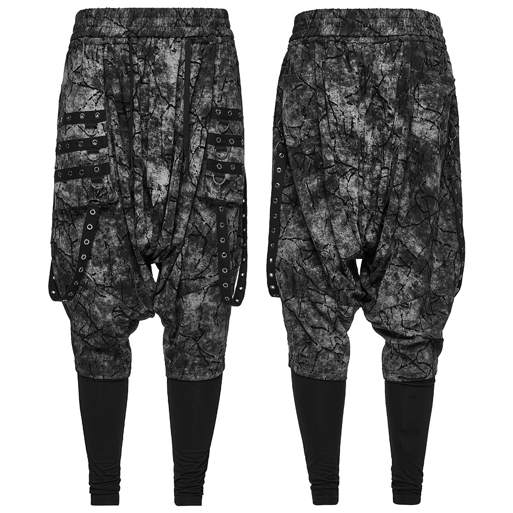 WK-716DQM Gothic Street Style Black Punk Pants with Chain Details