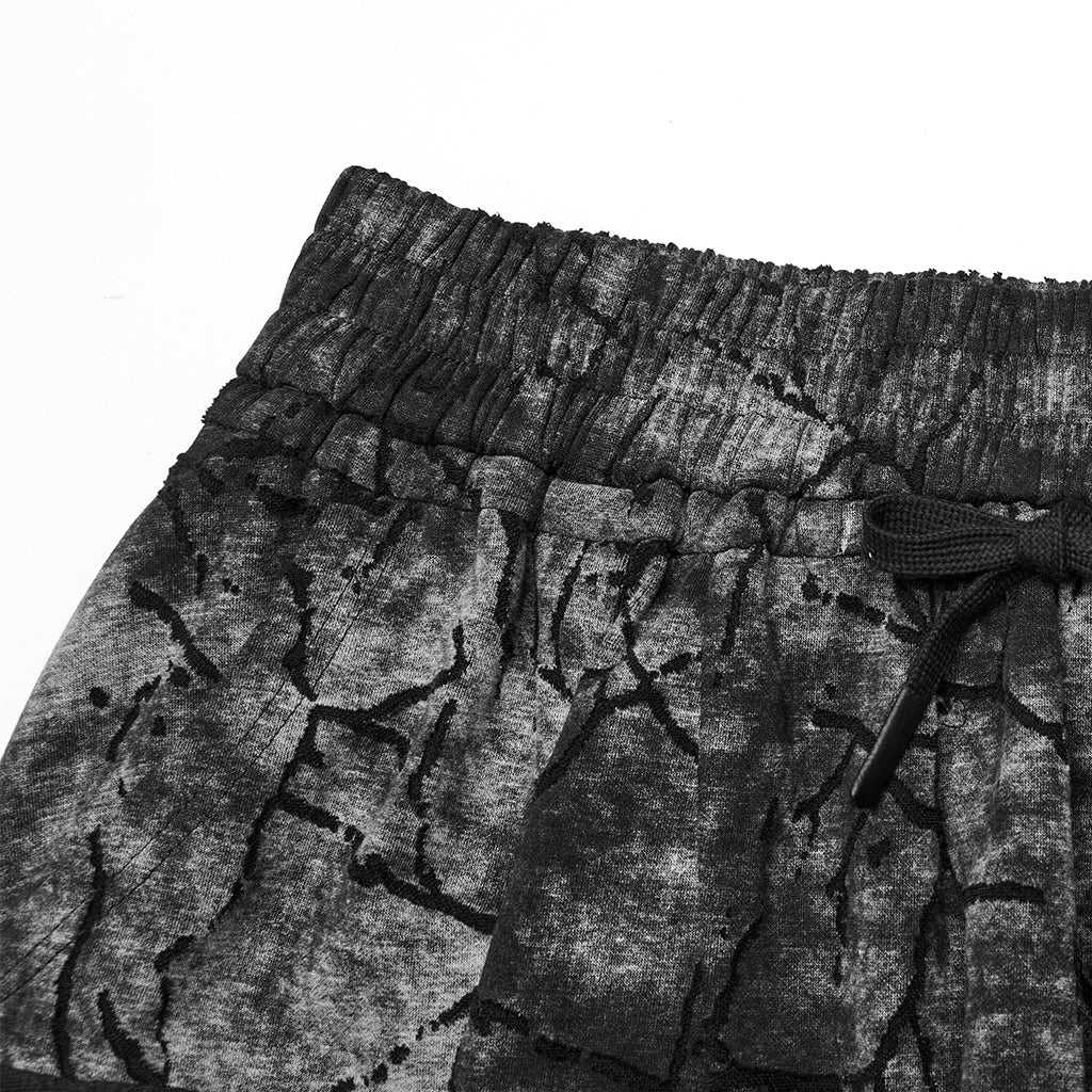 WK-716DQM Gothic Street Style Black Punk Pants with Chain Details