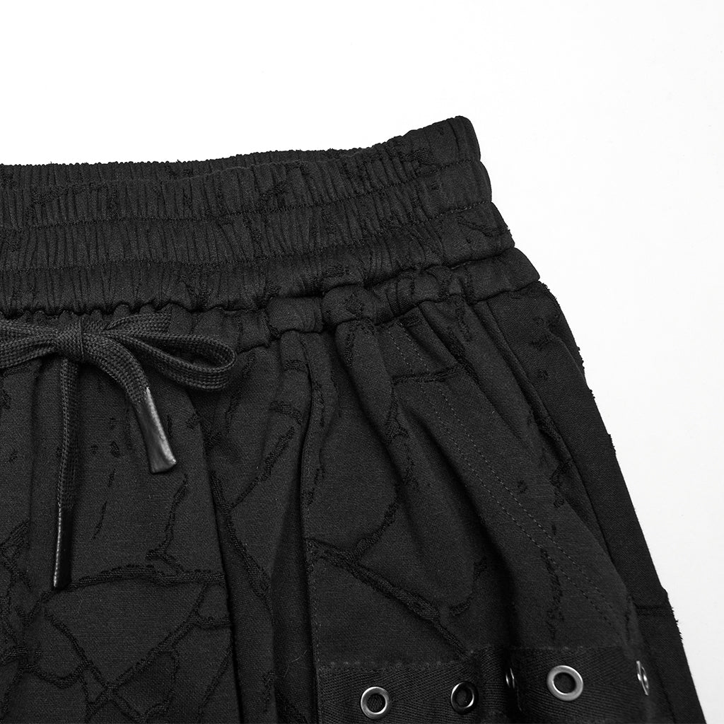 WK-716DQM Gothic Street Style Black Punk Pants with Chain Details