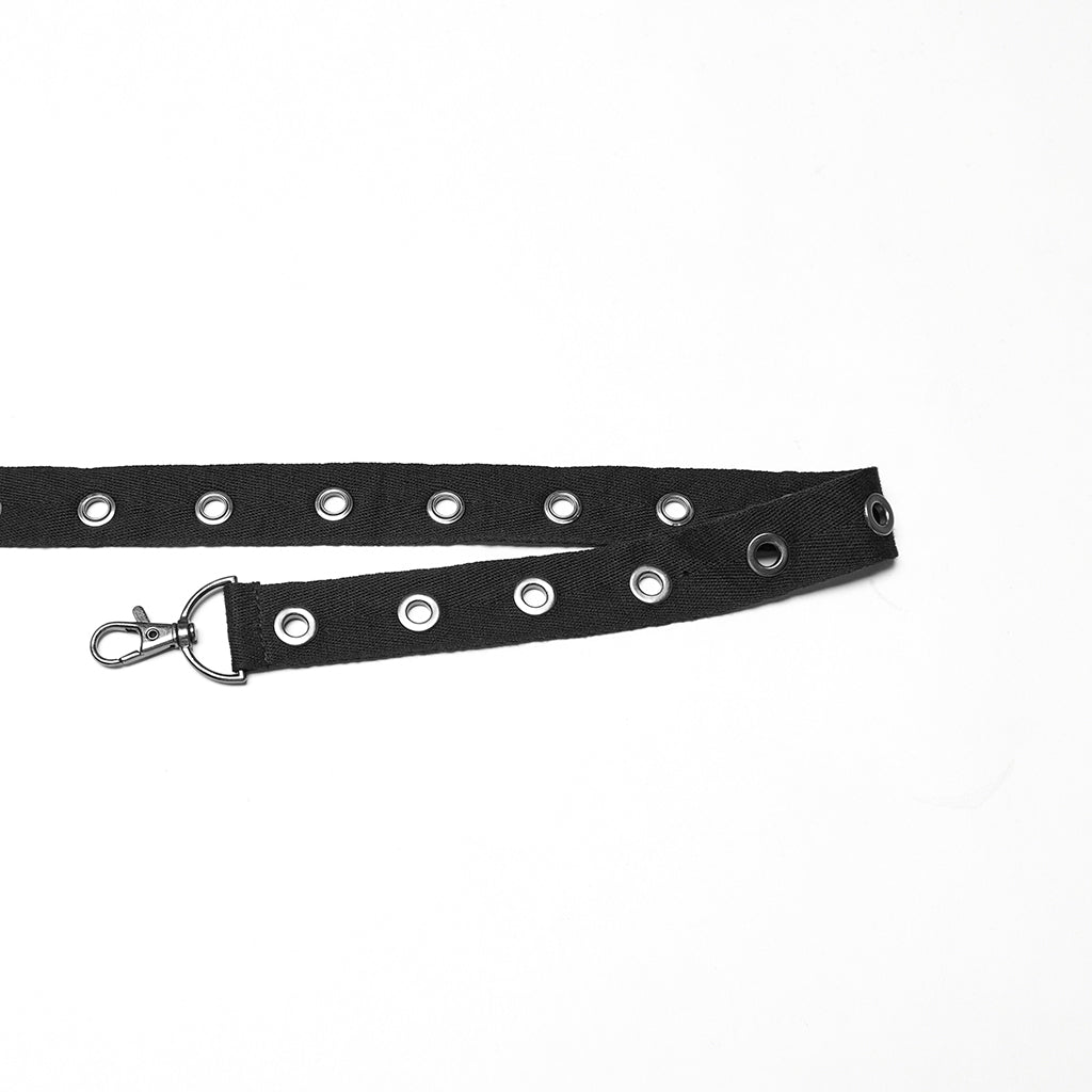 WK-716DQM Gothic Street Style Black Punk Pants with Chain Details
