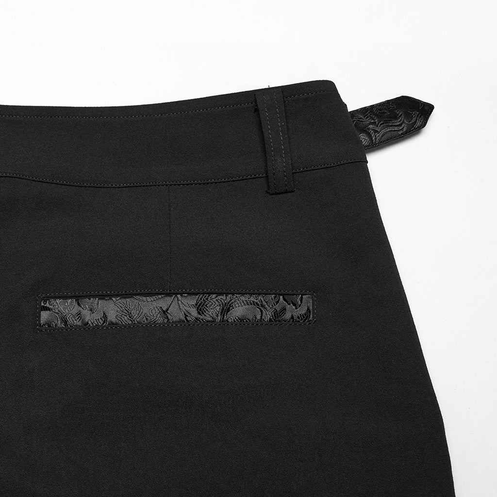 WK-717XCM Edgy Black Gothic Punk Pants with Lace Panel Details
