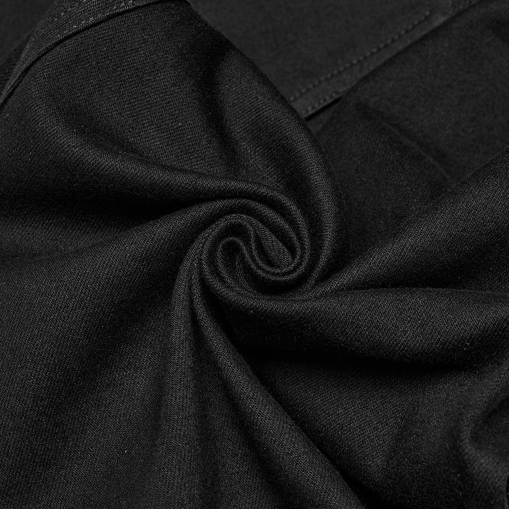 WK-718NCM Gothic Mesh Panel Black Punk Pants with Unique Stitching