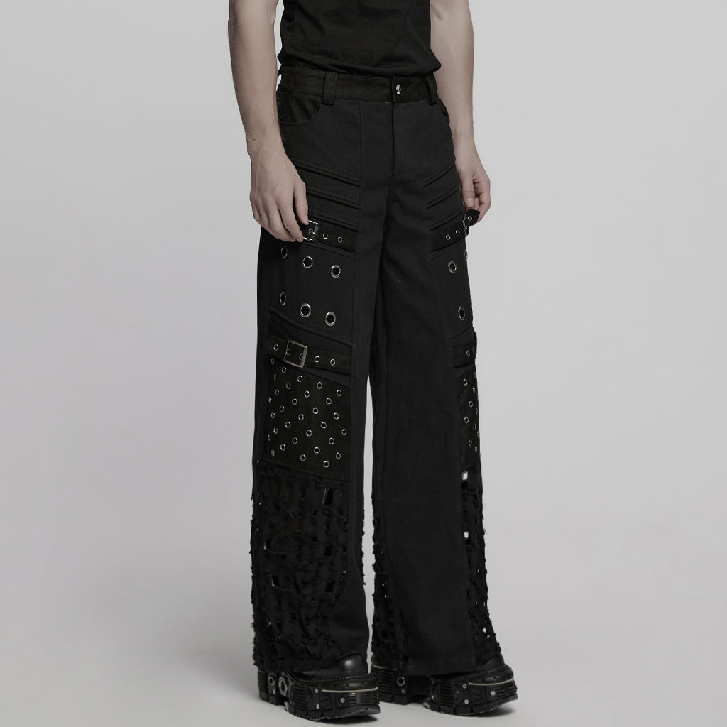 WK-721XCM Mens Grommet Buckle Strap Punk Pants Gothic Style Fashion